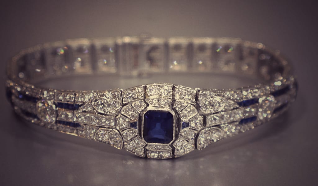 Diamond tennis bracelet art deco